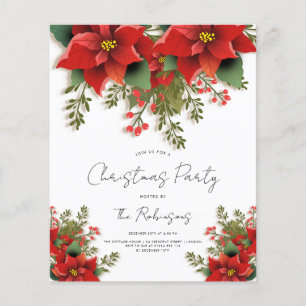 Simple Floral Christmas Holiday Party Invite Menu Flyer