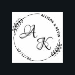 Simple Floral Couple Monogram Wedding Rubber Stamp<br><div class="desc">This personalized rubber stamp is a great way to make your wedding or engagement favors,  gifts or wedding stationery look really special. Just add your names,  monograms and the date of event.</div>