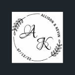 Simple Floral Couple Monogram Wedding Rubber Stamp<br><div class="desc">This personalized rubber stamp is a great way to make your wedding or engagement favors,  gifts or wedding stationery look really special. Just add your names,  monograms and the date of event.</div>