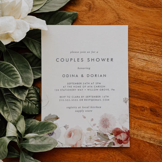 Simple Floral Couples Shower Invitation | Zazzle