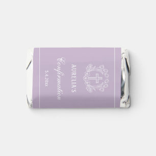 Simple Floral Cross on Lilac Confirmation Hershey's Miniatures
