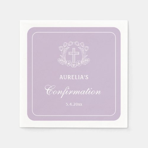 Simple Floral Cross on Lilac Confirmation