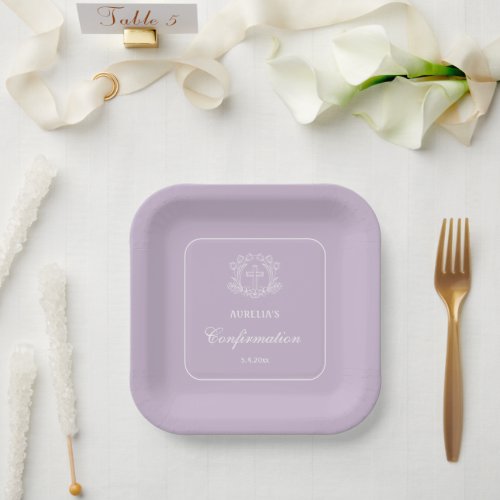 Simple Floral Cross on Lilac Confirmation
