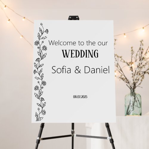 Simple floral daisy outline wedding foam board