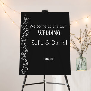 Simple floral daisy outline wedding  foam board
