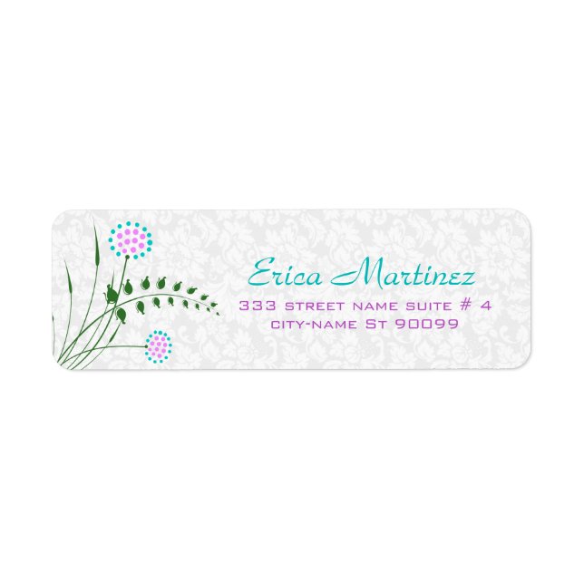 Simple Floral Design-White Blue-Pink Accent Label (Front)