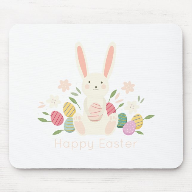 Simple Floral Easter Bunny | Mousepad (Front)