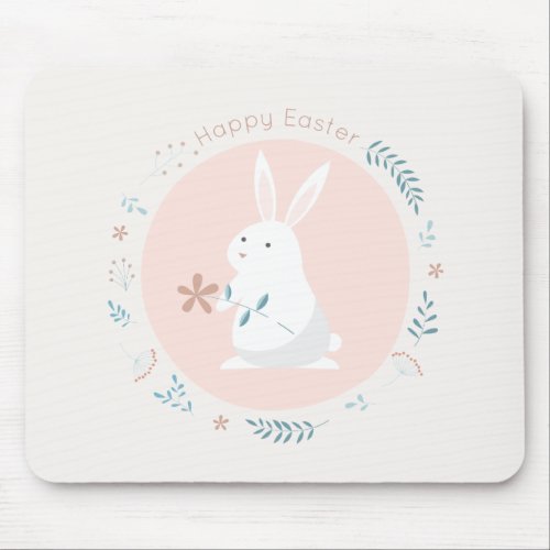 Simple Floral Easter Bunny  Mousepad