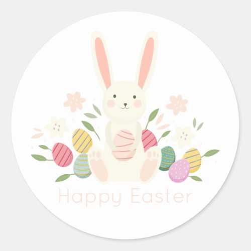 Simple Floral Easter Bunny  Sticker Seal