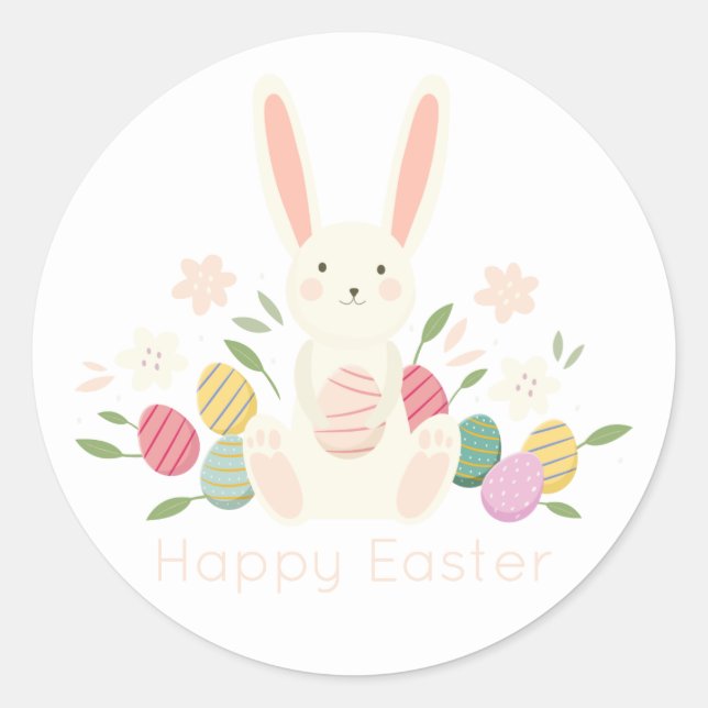 Simple Floral Easter Bunny | Sticker Seal (Front)