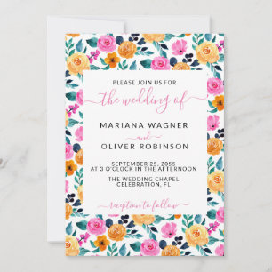 Simple Floral Elegant Script Invitation