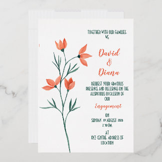 Simple Floral  Foil Invitation