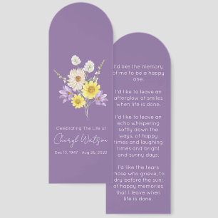 Simple Floral Funeral Memorial Bookmark