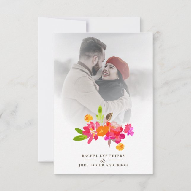 Simple Floral Garland Romantic Photo Wedding (Front)