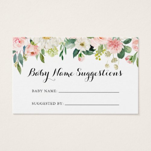 Simple Floral Green Baby Name Suggestions Card