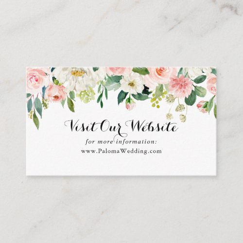 Simple Floral Green Calligraphy Wedding Website Enclosure Card