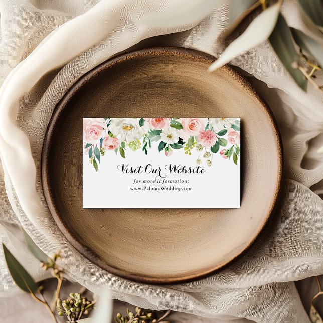 Simple Floral Green Calligraphy Wedding Website Enclosure Card (Creator Uploaded)