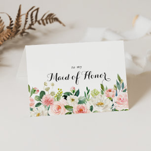 Simple Floral Green Foliage Bridal Party Thank You Card
