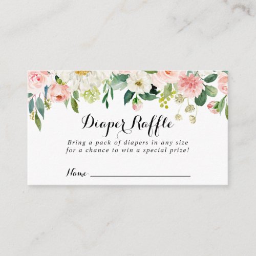 Simple Floral Green Foliage Diaper Raffle Ticket Enclosure Card