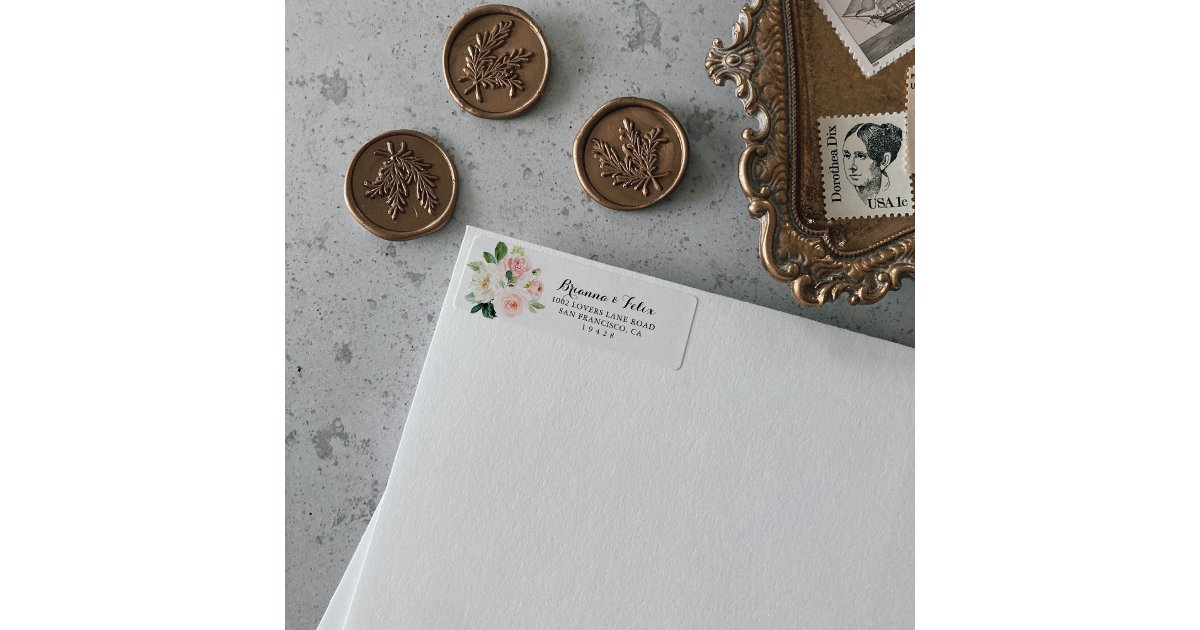Simple Floral Green Foliage Return Address Label | Zazzle
