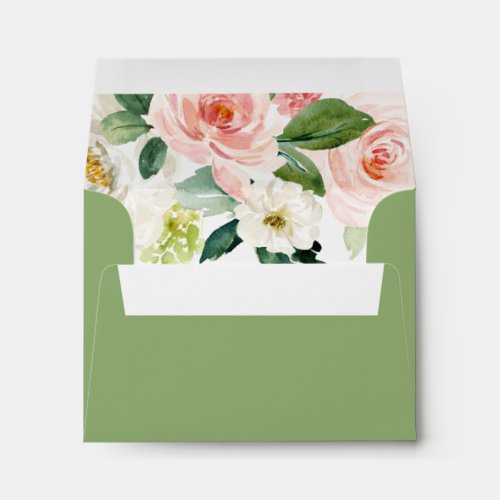 Simple Floral Green Foliage Self_Addressed RSVP Envelope