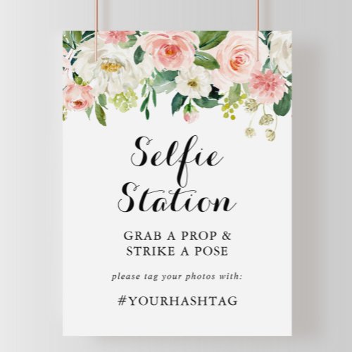 Simple Floral Green Foliage Selfie Station Sign