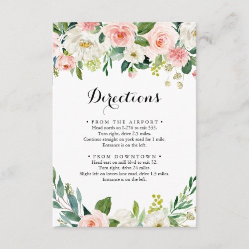 Simple Floral Green Foliage Wedding Directions Enclosure Card