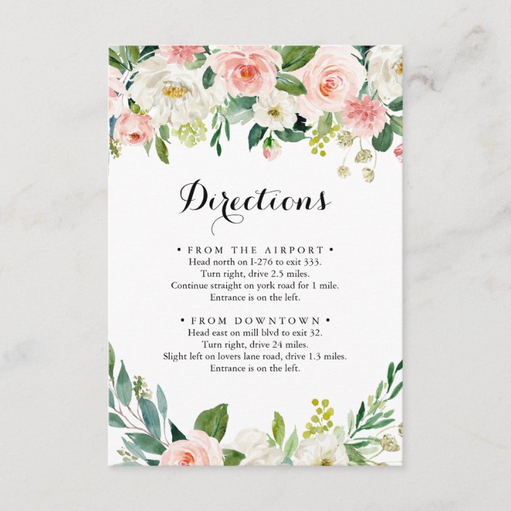 Simple Floral Green Foliage Wedding Directions Enclosure Card Zazzle