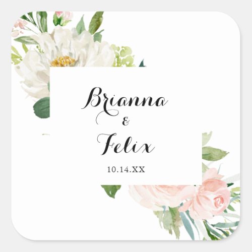 Simple Floral Green Foliage Wedding Envelope Seals