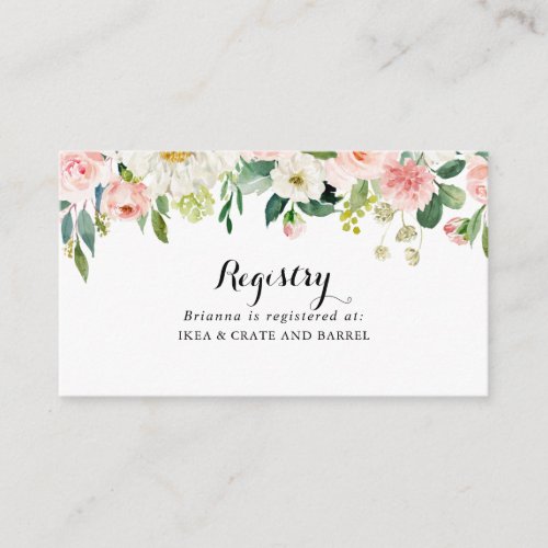 Simple Floral Green Foliage Wedding Gift Registry Enclosure Card