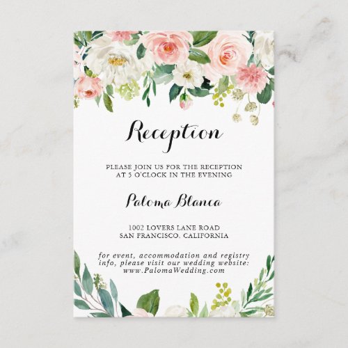 Simple Floral Green Foliage Wedding Reception Enclosure Card