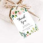 Simple Floral Green Foliage Wedding Thank You Gift Tags<br><div class="desc">These simple floral green foliage wedding thank you favor tags are perfect for a tropical wedding reception. The design features lovely white, pink, and blush hand-painted roses embedded in green foliage, inspiring artistic beauty. Personalize these tags with a short message, your names, and your wedding date. You can change the...</div>