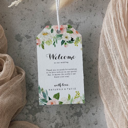 Simple Floral Green Foliage Wedding Welcome Gift Tags