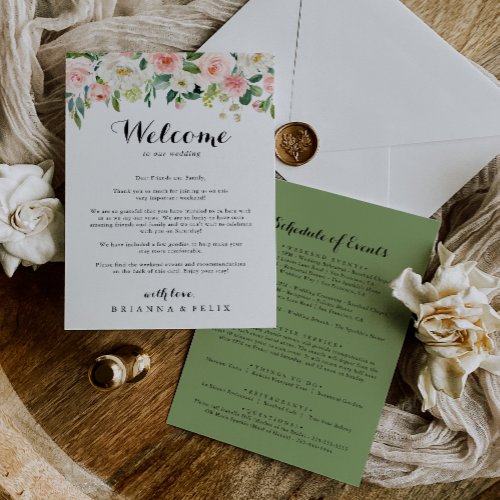 Simple Floral Green Foliage Wedding Welcome Letter