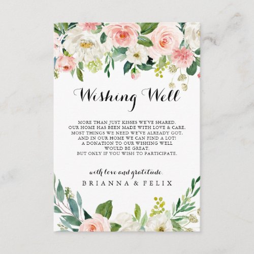 Simple Floral Green Foliage Wedding Wishing Well Enclosure Card