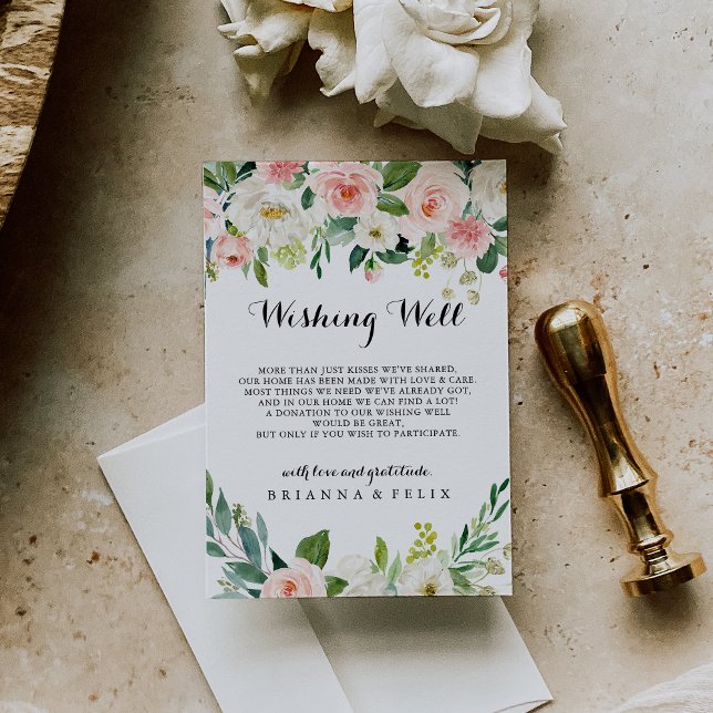 Simple Floral Green Foliage Wedding Wishing Well Enclosure Card (Creator Uploaded)