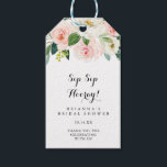 Simple Floral Green Sip Sip Hooray Bridal Shower Gift Tags<br><div class="desc">These simple floral green sip sip hooray bridal shower gift tags are perfect for a modern wedding shower. The design features lovely white,  pink,  and blush hand-painted roses embedded in green foliage,  inspiring artistic beauty.</div>