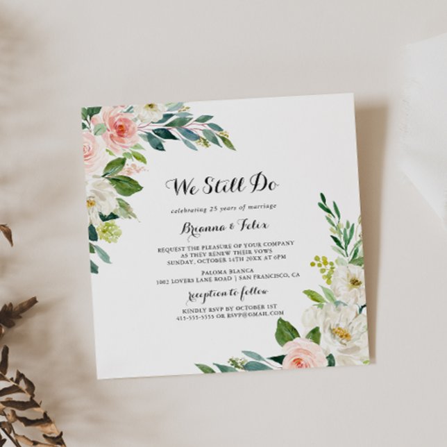 Simple Floral Green We Still Do Vow Renewal Invitation (Creator Uploaded)