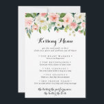 Simple Floral Green Wedding Kissing Menu Game Card<br><div class="desc">This simple floral green wedding kissing menu game card is perfect for a tropical wedding reception. The design features lovely white,  pink,  and blush hand-painted roses embedded in green foliage,  inspiring artistic beauty.</div>