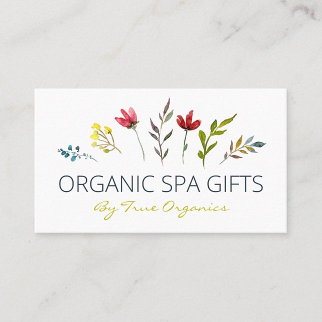 Simple Floral Handmade Organic Spa Body Soap Business Card (Front)