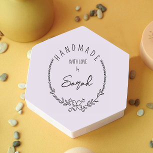 Simple Floral Handmade with love Rubber Stamp