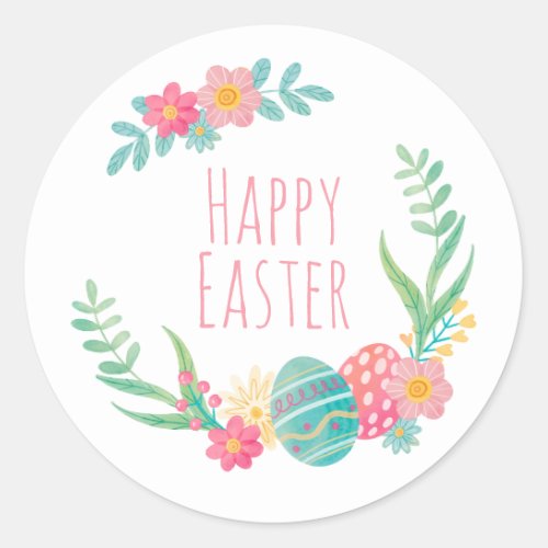 Simple Floral Happy Easter  Sticker Seal