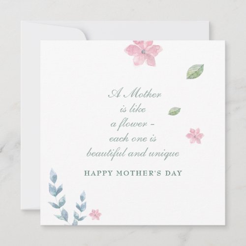 Simple Floral Happy Mothers Day Holiday Card