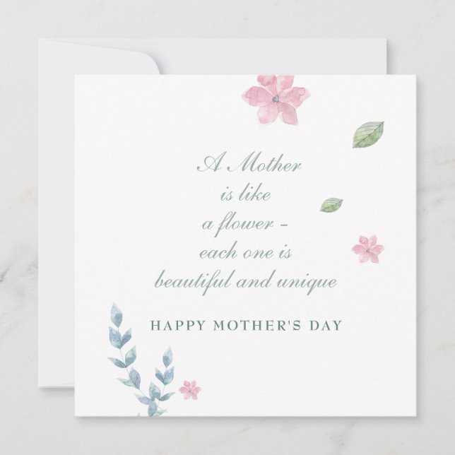 Simple Floral Happy Mother's Day Message Card (Front)