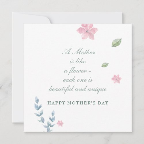 Simple Floral Happy Mothers Day Message Card
