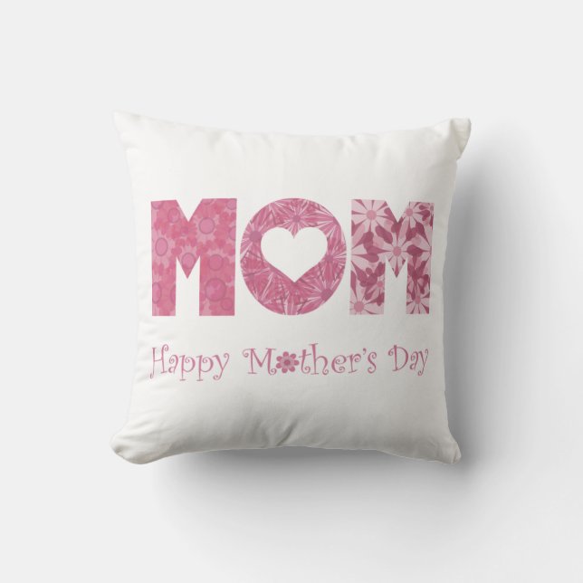 Simple Floral Happy Mother's Day | Throw Pillow (Front)