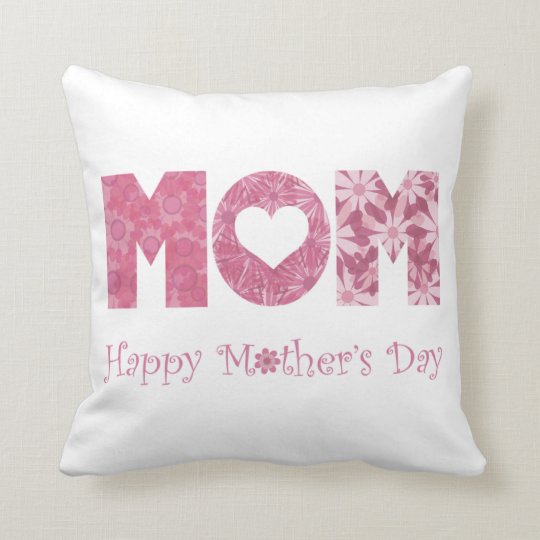 Simple Floral Happy Mother's Day Throw Pillow