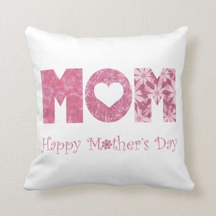 Simple Floral Happy Mother's Day Throw Pillow