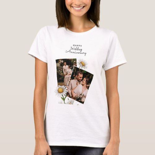 Simple Floral Happy Wedding Anniversary T_Shirt