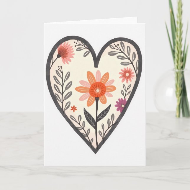 Simple Floral Heart Card (Front)
